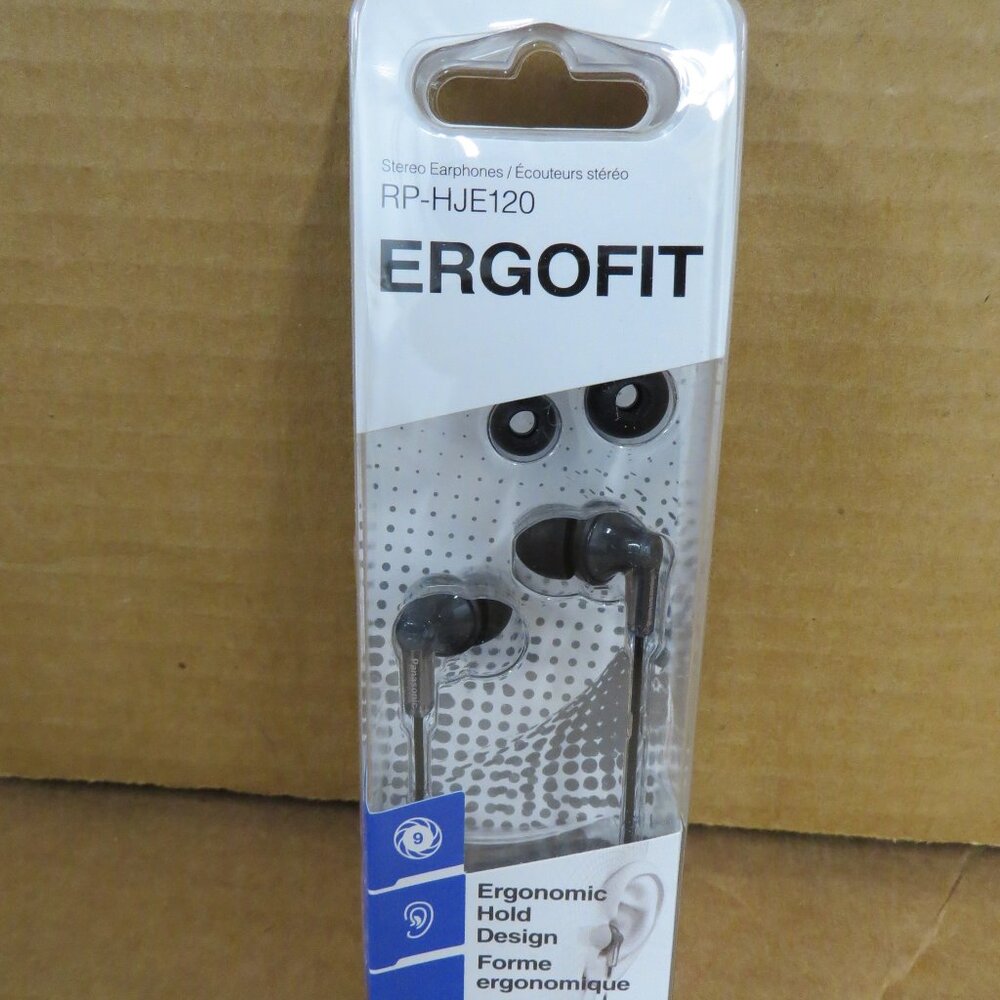 Panasonic Ergofit Black Wired In-Ear Stereo Earbud Headphones RP-HJE120 SEALED